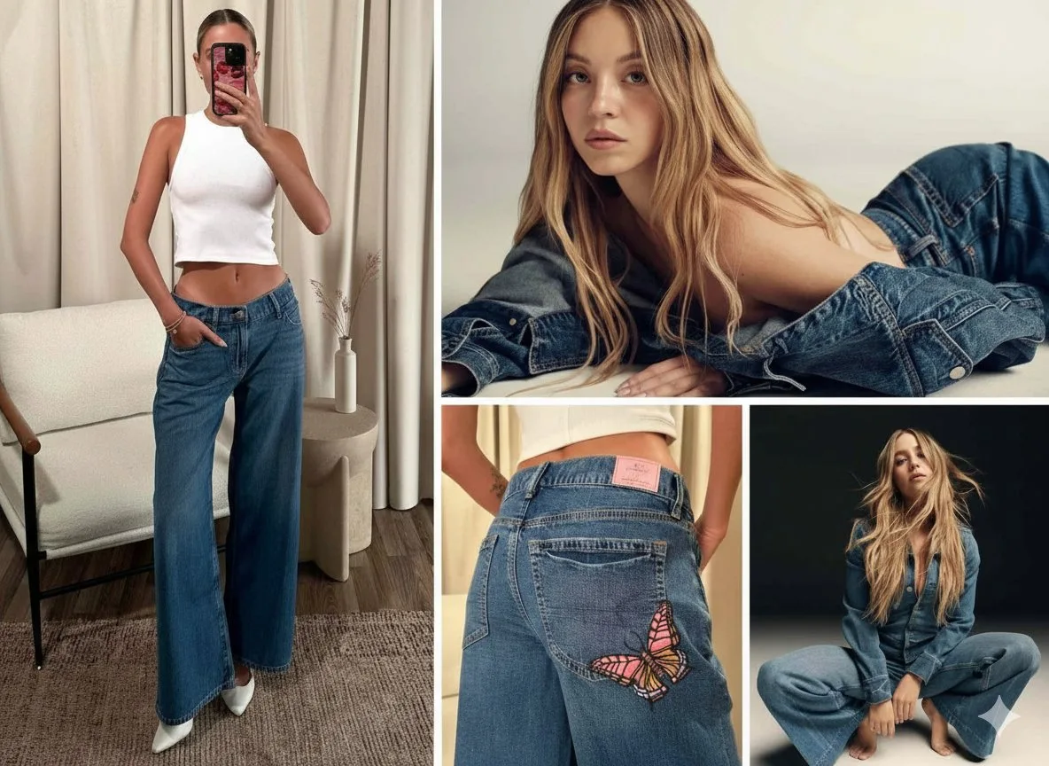 Sydney sweeney y2k denim — Sonra