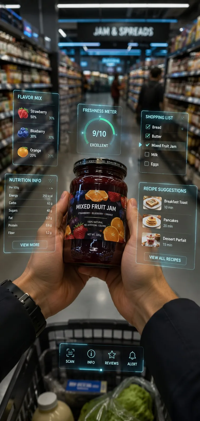 Modern supermarket ar jam pov shot — After