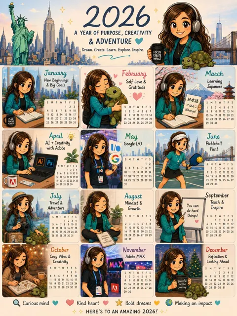 Cute cartoon personal 12 month calendar