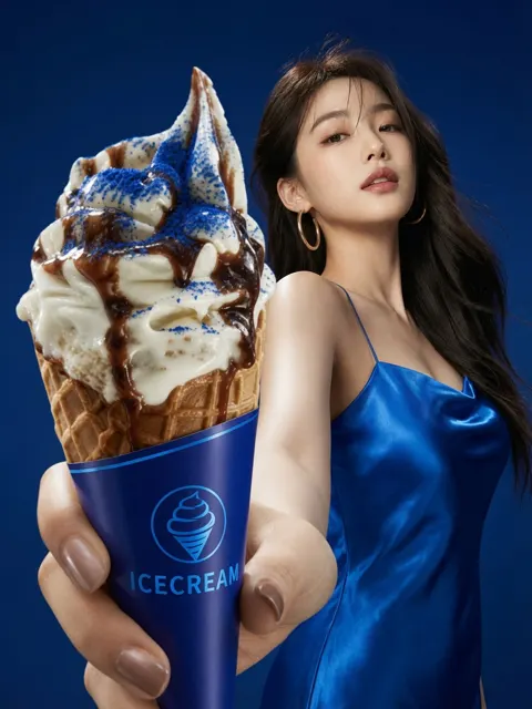 Premium ice cream fashion commercial shot
