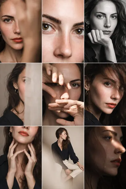 Minimalist beige studio portrait