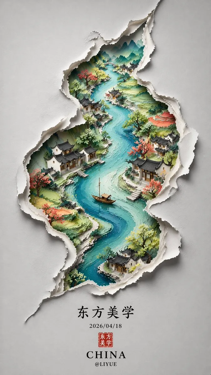 Cracked ink oriental landscape — Sonra