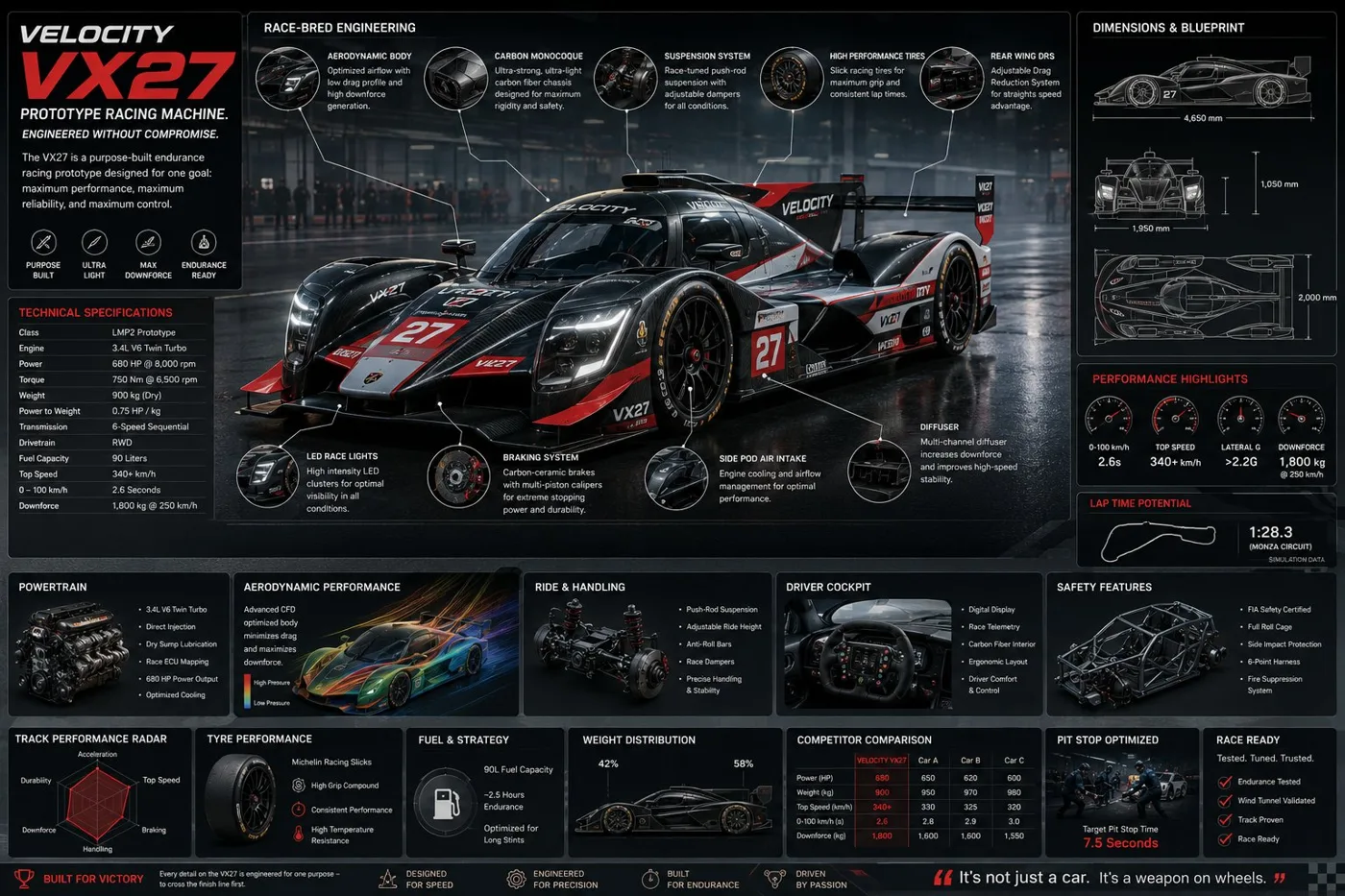 Motorsport engineering infographic prompt — Sonra