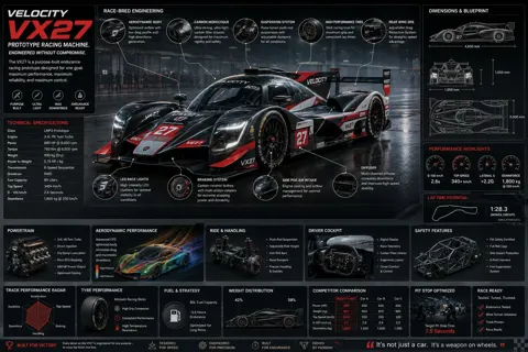 Motorsport engineering infographic prompt