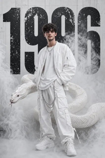 Ultra realistic white streetwear fashion python editorial