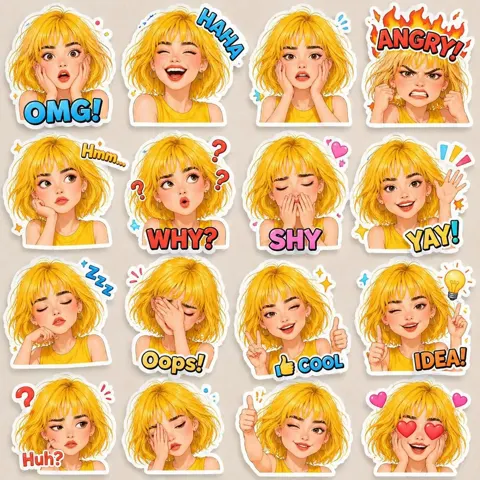3d cartoon girl emoji sticker