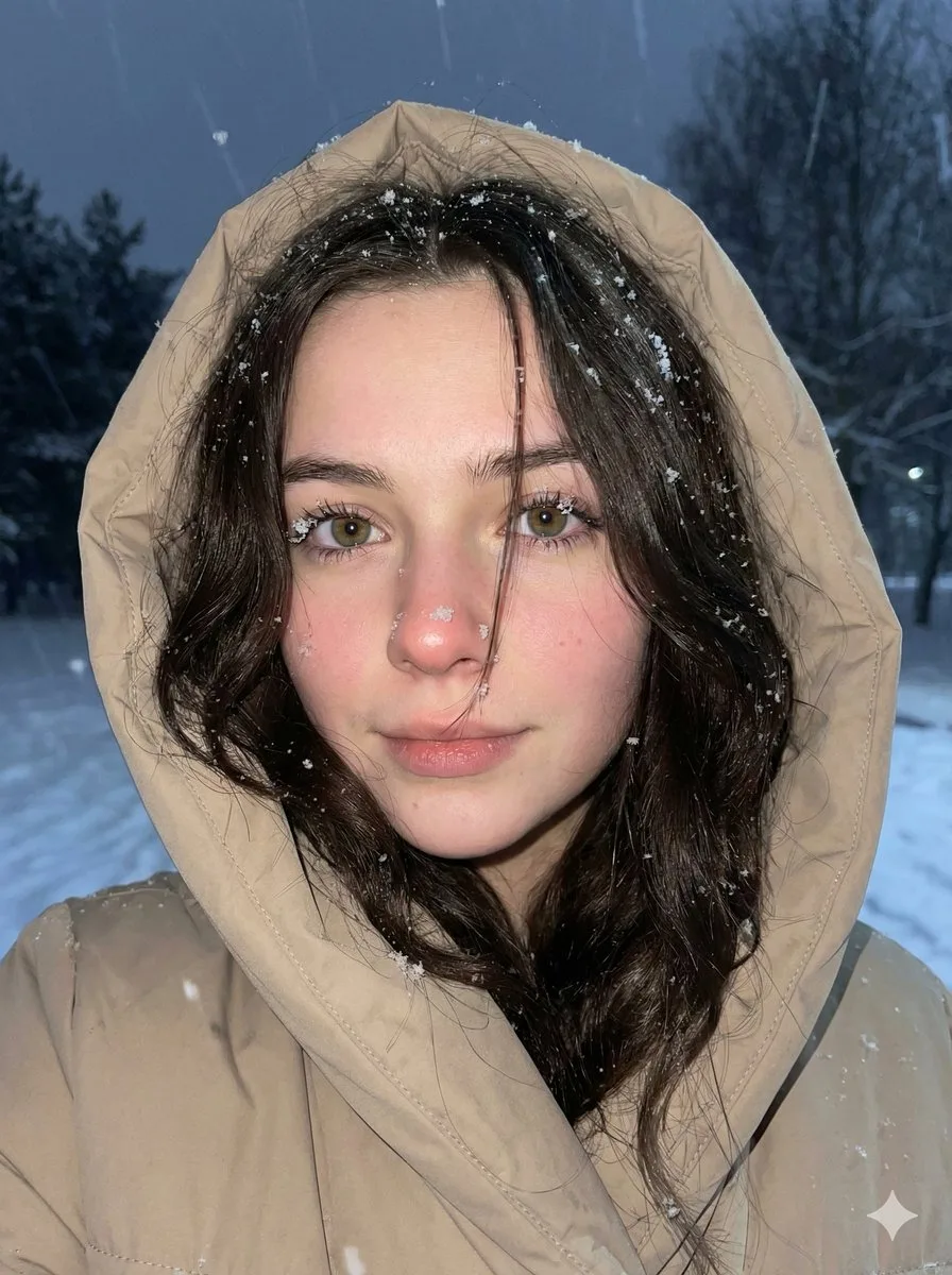 Snowy night gaze portrait — Sonra