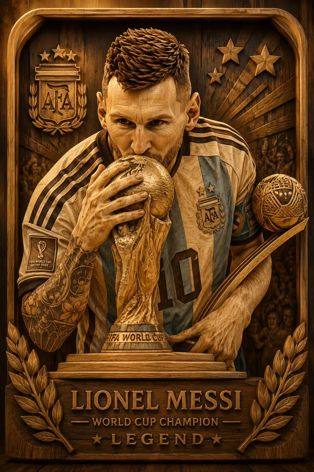 Athlete handcrafted wooden masterpiece poster — Sonra