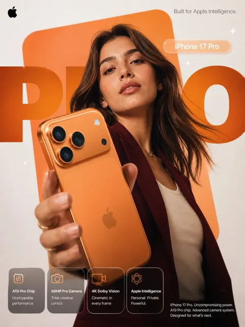Apple style iphone 17 pro ad poster