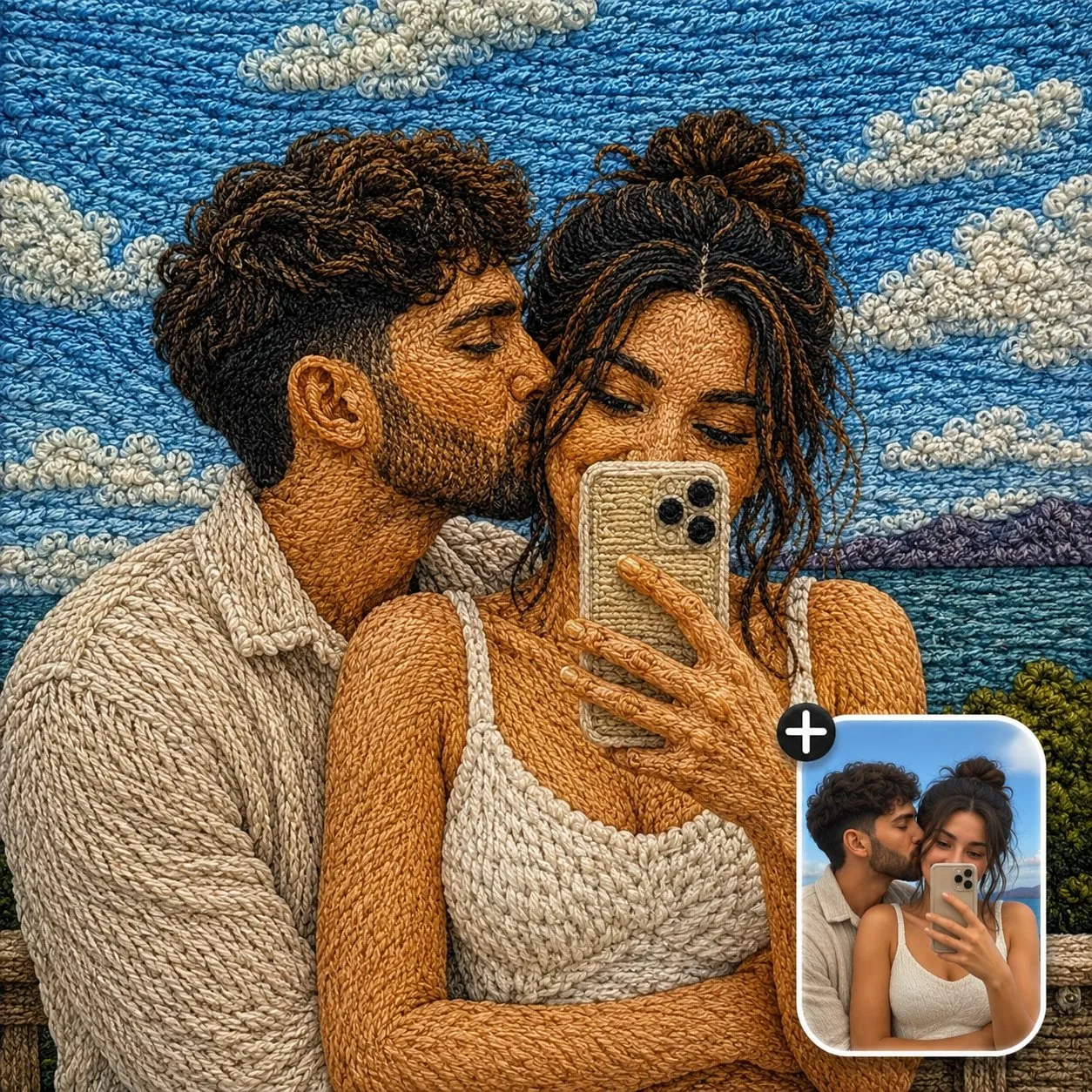 Photo to handcrafted embroidery art transformation — Sonra
