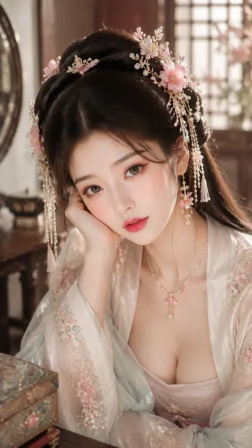 Ancient style noble lady begonia makeup portrait
