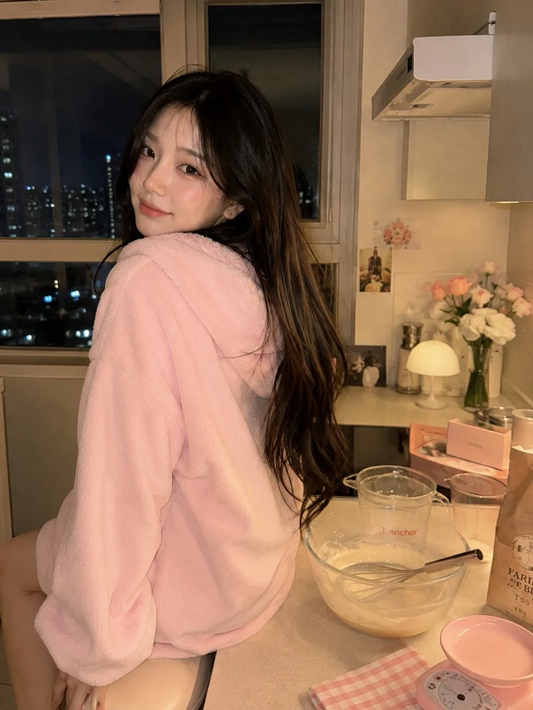 Cozy korean kitchen baking portrait — After