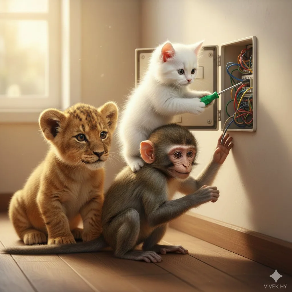Kitten monkey teamwork repair — After