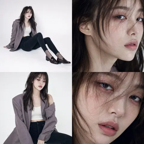 Korean high fashion editorial grid female portrait