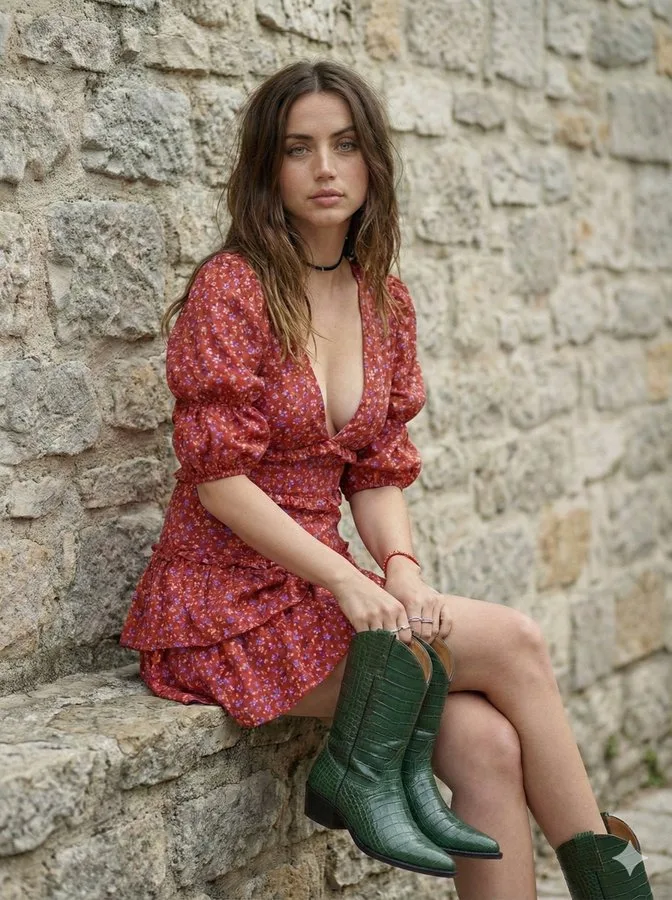 Boho red dress against stone — After