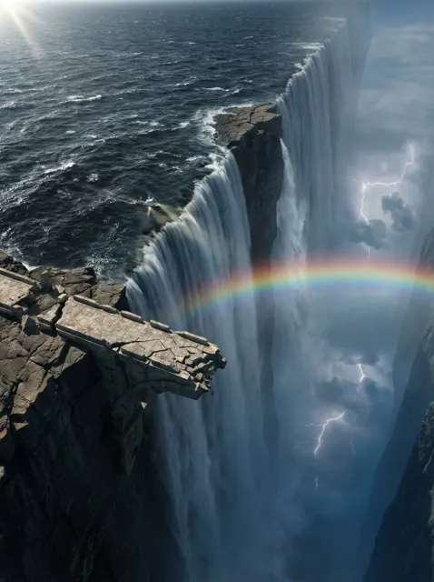 Grand ocean waterfall at worlds end