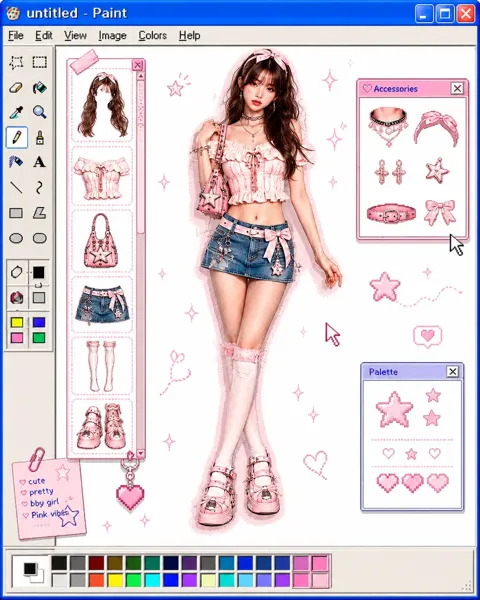 Retro ms paint outfit builder aesthetic