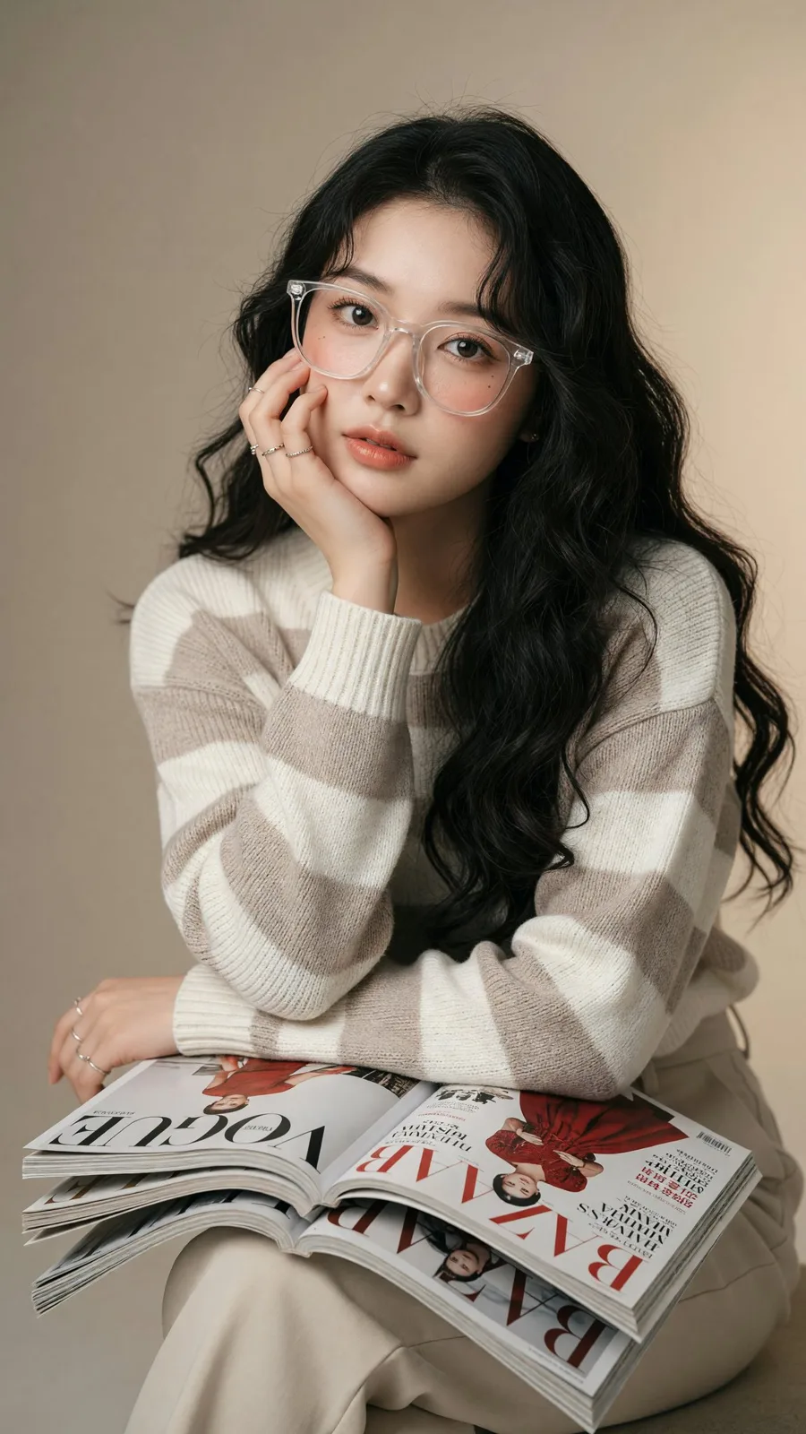 Young east asian woman fashion magazine portrait — Sonra