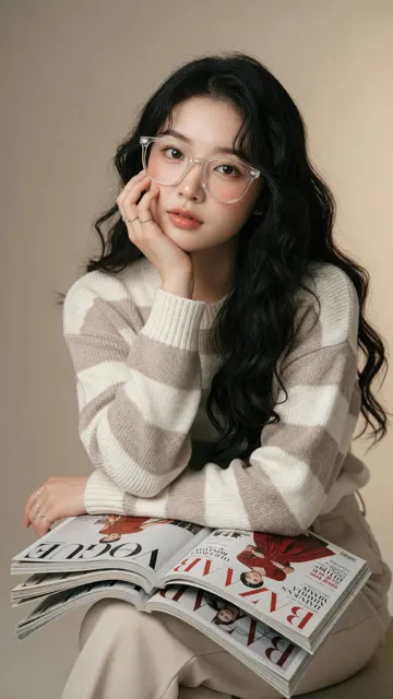 Young east asian woman fashion magazine portrait