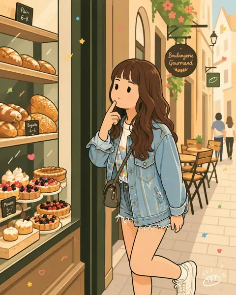 Cozy storybook bakery girl illustration