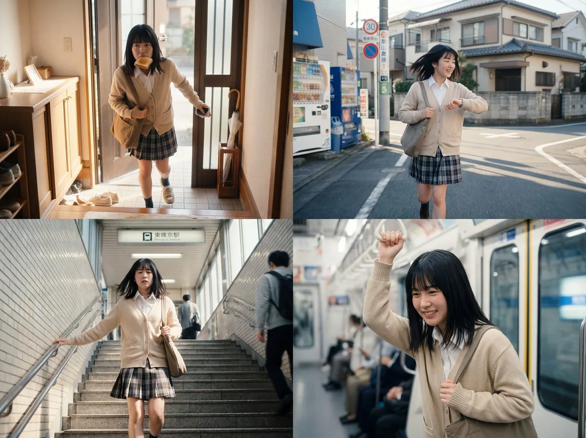 日系少女赶地铁 — After