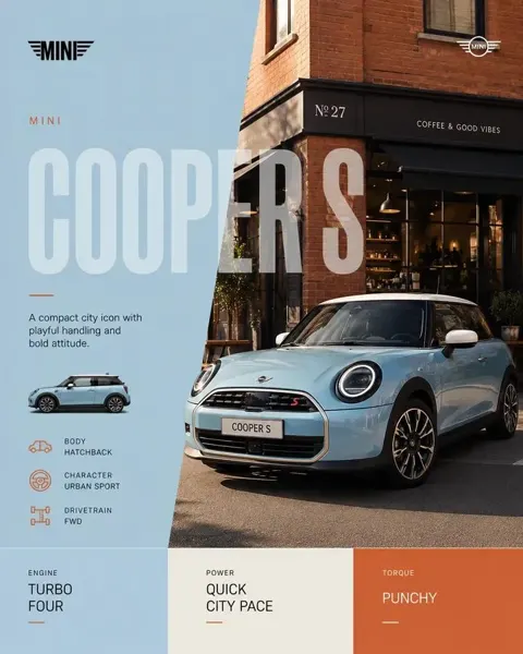 Minimalist automotive editorial poster prompt