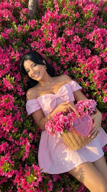 Overhead pink dress editorial
