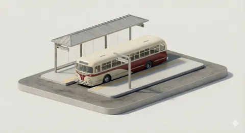 Minimal 3d isometric city transport diorama