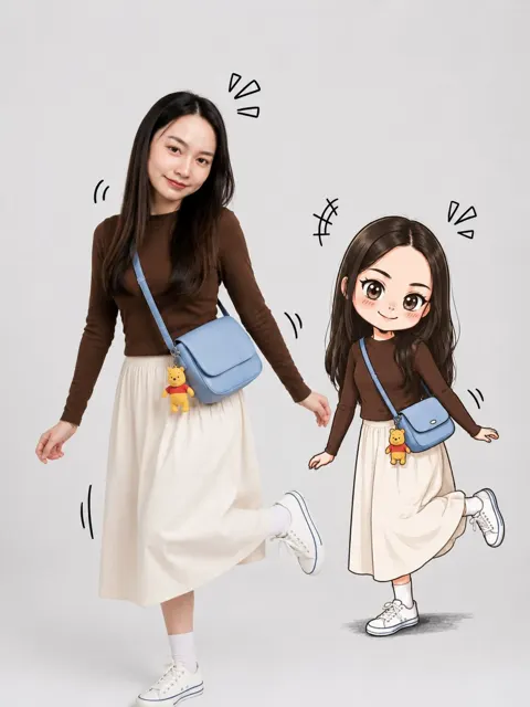 Realistic girl vs chibi anime comparison
