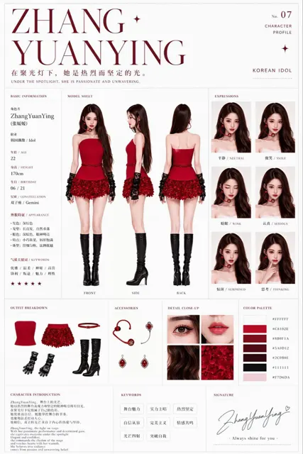 Premium magazine style character design sheet