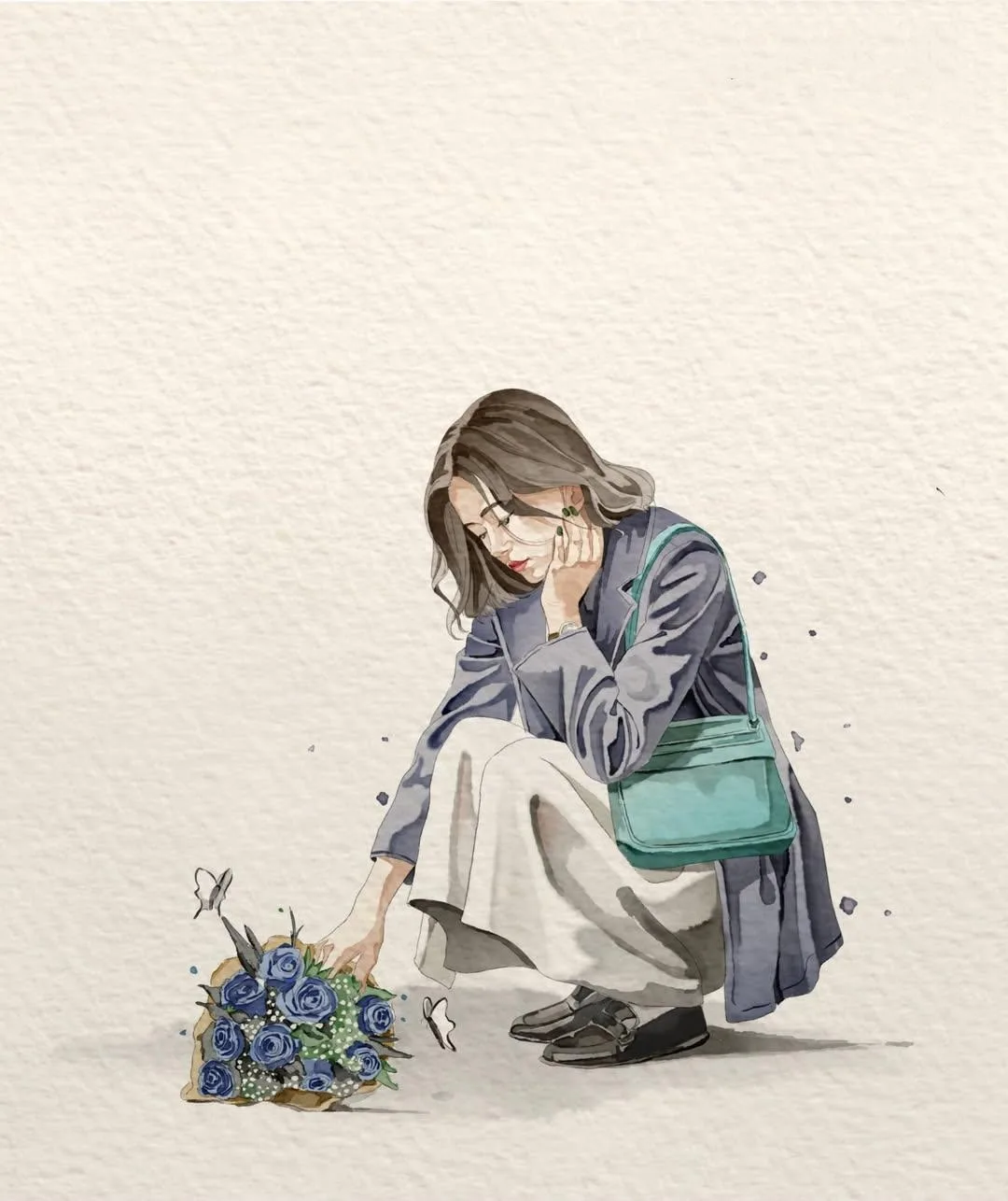 Minimalist watercolor stylish woman illustration — Sonra