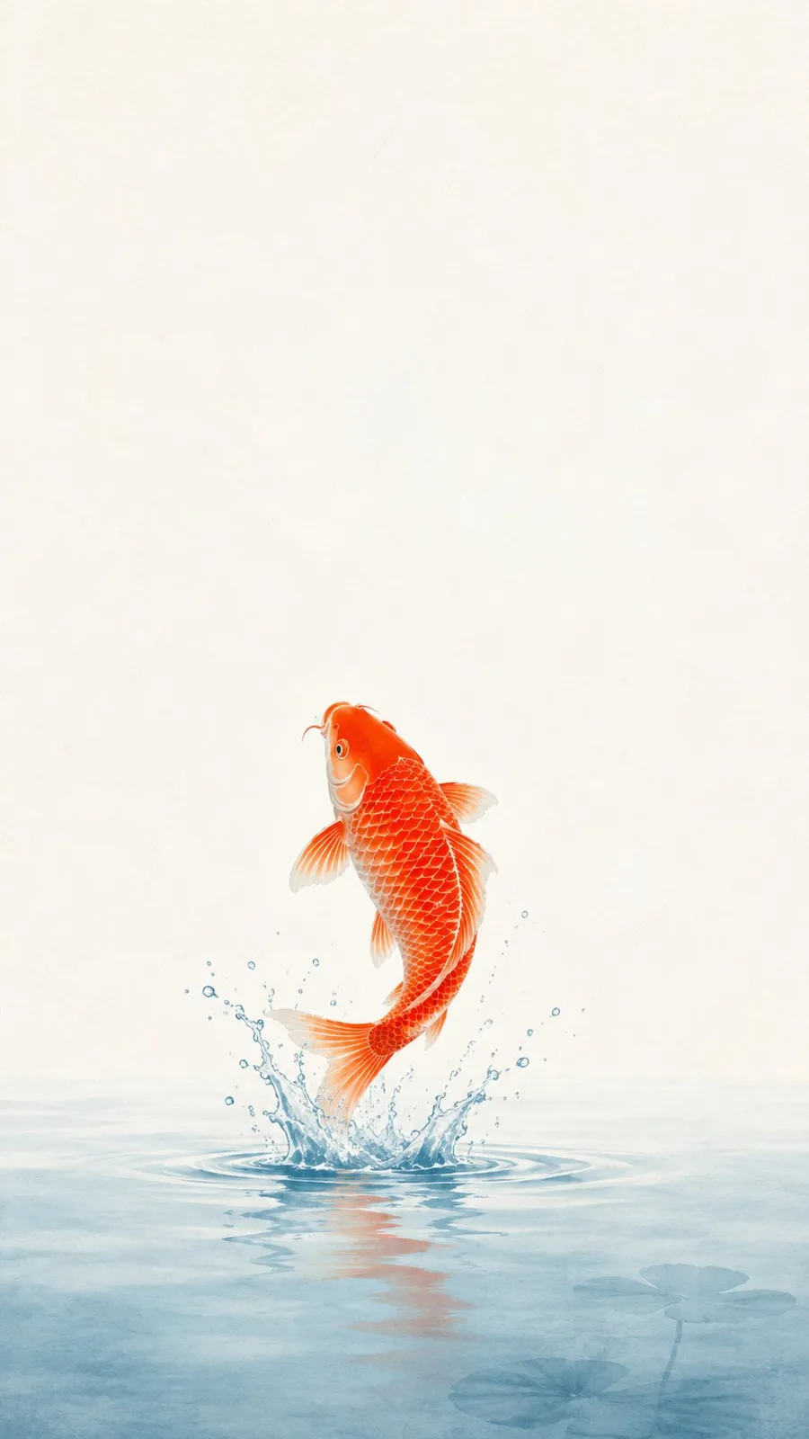 Oriental zen minimalist vermilion koi poster — Sonra