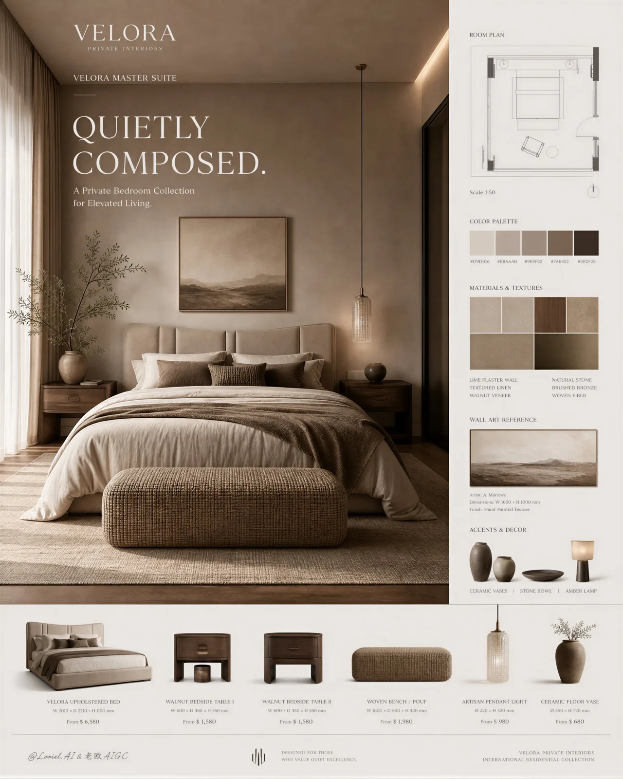 Velora luxury real estate interior sales poster — Sonra