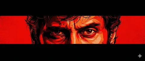 Cinematic tension male eyes closeup