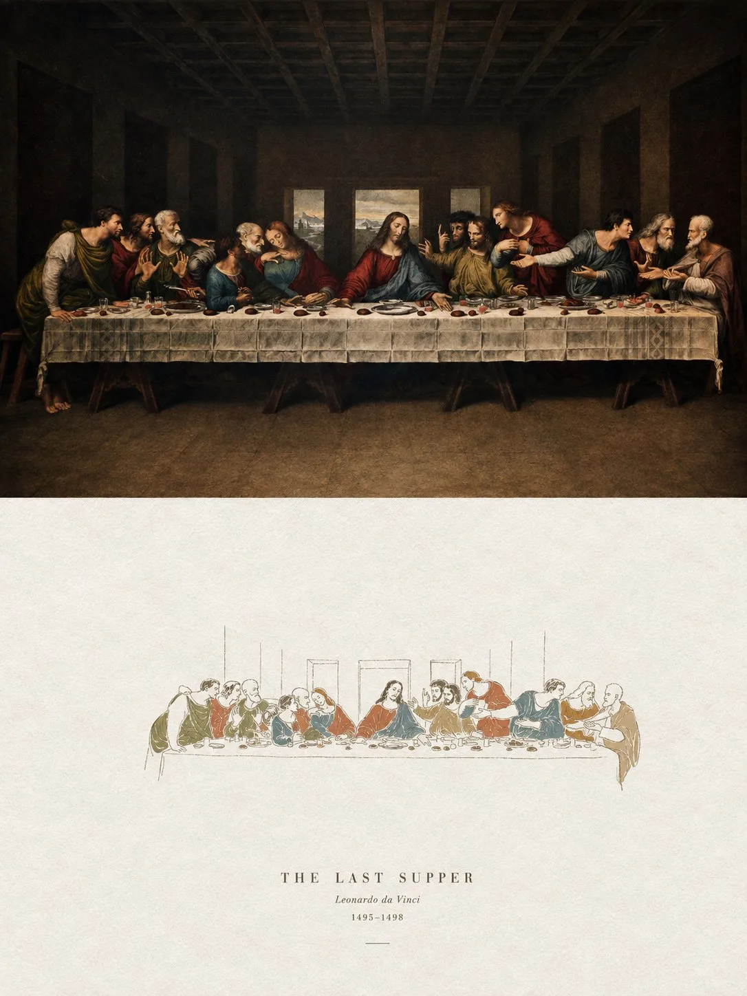 High end split screen minimalist hand drawn art poster — After