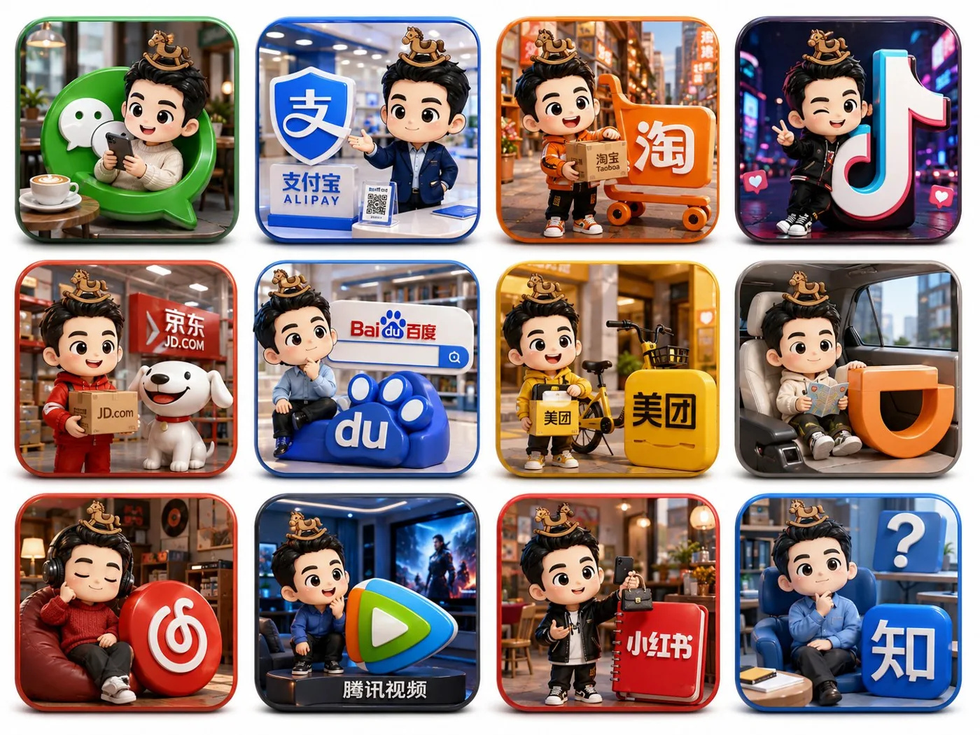 Popular chinese app 3d icons — Sonra