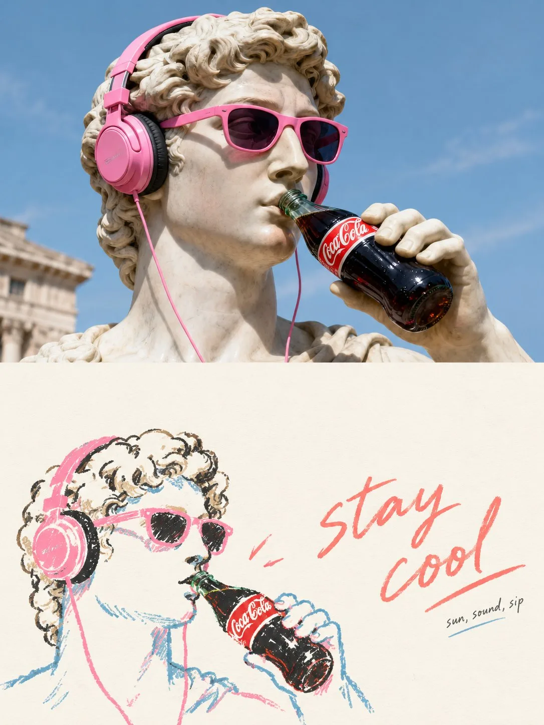 Split layout high end editorial poster illustration — After