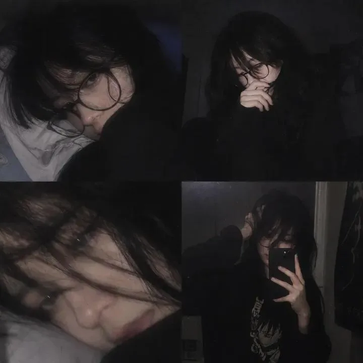 Dark aesthetic bedroom girl collage photography — After