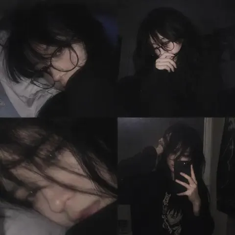 Dark aesthetic bedroom girl collage photography