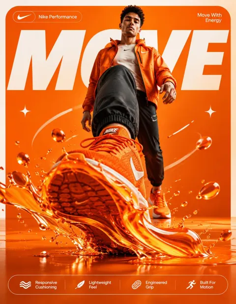 Nike orange motion surreal commercial poster