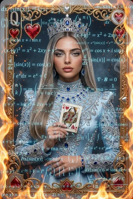 Ultra realistic luxury royal fantasy playing card queen portrait