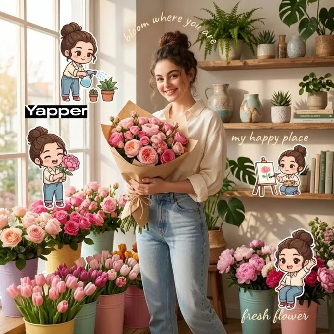 Sunny flower shop chibi girl photo — After