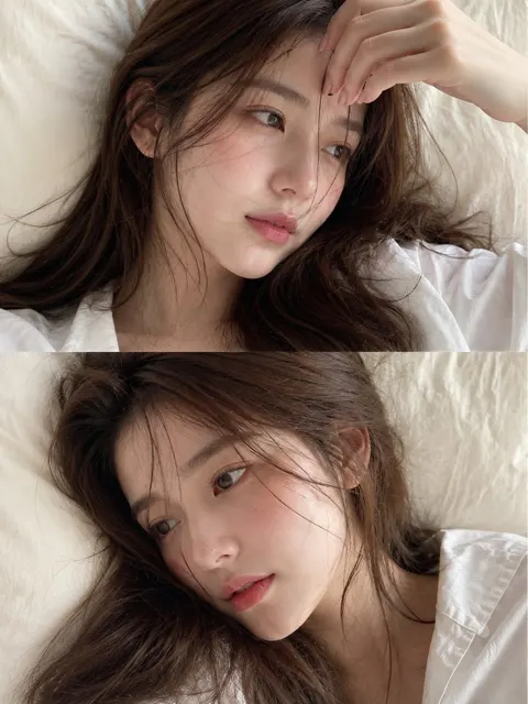 Dreamy beauty portrait young woman on bed