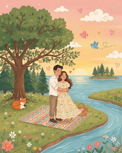 Whimsical folk flat illustration doodle 1782821755930