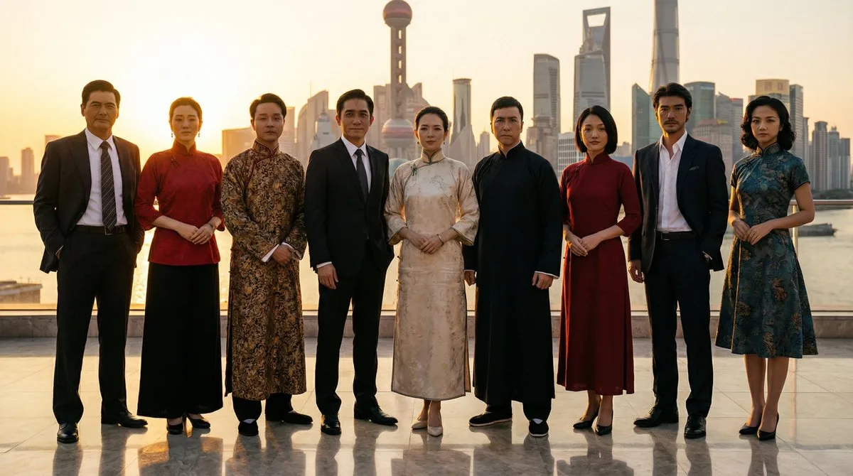 穿着成名的衣服拍合照在上海江滩 — Sonra