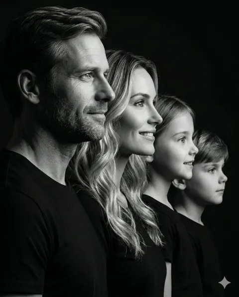 Dramatic family profile portrait