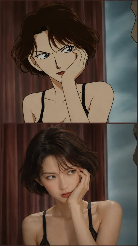 Classic anime vs realistic split screen comparison — After