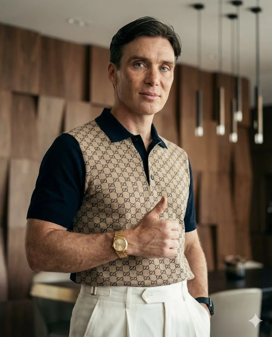 Luxury interior elite man thumbs up portrait — Sonra