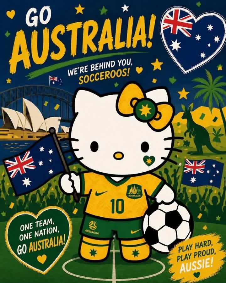 Hello kitty brazil football supporter illustration — Sonra