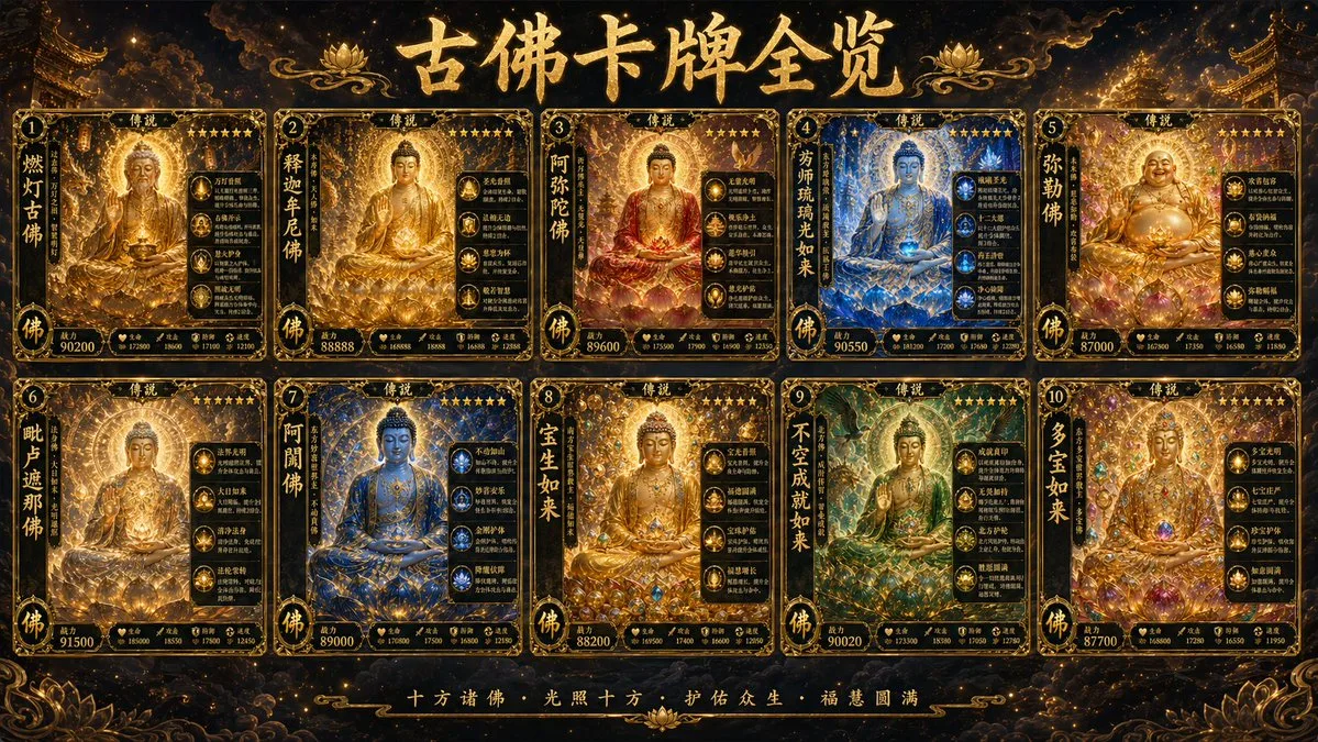 Ten ancient buddhas card — After